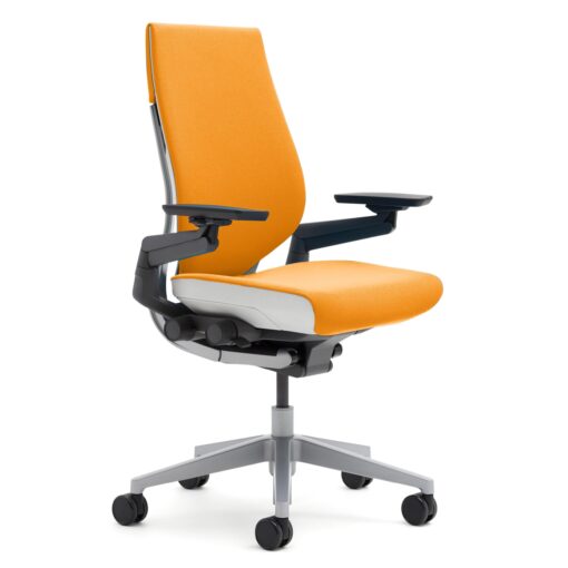 Steelcase Gesture Office Chair - Ergonomic Work Chair with Wheels for Carpet - Comfortable Office Chair - Intuitive-to-Adjust Chairs for Desk - 360-Degree Arms - Tangerine Orange Fabric Tangerine Fabric