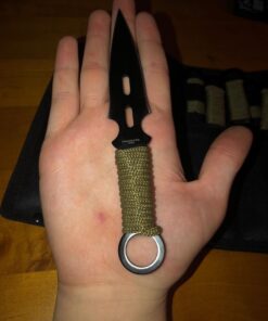 Whetstone Cutlery S-Force Kunai Knives - 12-Pack Black and Green Stainless-Steel Ninja Throwing Knife Set with Cord-Wrapped Handles and Carry Case 38 71IOuYjfWOL