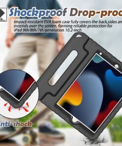 LTROP Kids Case for iPad 9th/ 8th/ 7th Generation (2021/2020/ 2019), iPad 10.2 Case with Built-in Screen Protector, Shockproof Handle Stand Kids Case for iPad 9/8/ 7 Generation 10.2 Inch - Black 29 71IQ6wr1kOL