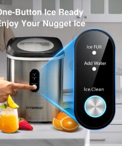 Nugget Ice Makers Countertop, 33 Lbs/Day Sonic Ice Maker, Countertop Ice Maker with Tooth-Friendly Chewable Ice, Soft Pebble Ice Maker with Self-Cleaning Function, VIVIDMOO 31 71IREbqLvCL