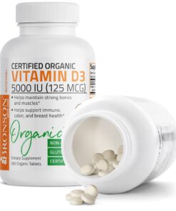 Bronson Vitamin D3 5,000 IU (1 Year Supply) for Immune Support, Healthy Muscle Function & Bone Health, High Potency Organic Non-GMO Vitamin D Supplement, 360 Tablets 28 71IRFdB8EdL