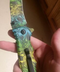 Promithi Camo EDC Small Pocket Knife Stainless Steel Blade Camping Hunting Survival Outdoor Folding Knife,Collection Knives,8 Inch,Colorful,with Belt Clip (Yellow) 24 71IRz2NRYL