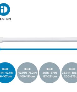 iDesign Cameo Metal Expandable Constant Tension Shower Curtain Rod for Master, Guest, Kids' Bathroom, Adjustable from 26-42", White Set of 1 26"-42" 23 71IS7mleVnL