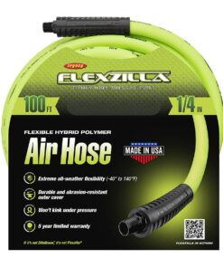 Alternative view of Flexzilla Air Hose, 1/4 In. x 100'., 1/4 In. MNPT Fittings, Heavy Duty, Lightweight, Hybrid, Zillagreen - HFZ14100YW2 Flexzilla 1/4" (inches) x 100' (feet) Coupler and Plug