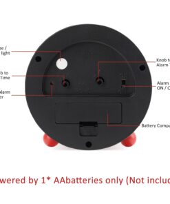 Mensent Analog Alarm Clock, 4 inch Round Silent Alarm Clock Non Ticking, Night Light, Snooze, Battery Powered Silent Alarm Clock, Simple Design BesideDesk Alarm Clock (Red) Red 13 71ISvKNwfCL