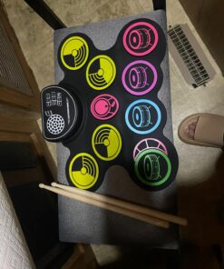 Miortior Electronic Drum Set, 10 Pads Roll-up Drum Practice Pad with Drum Pedals & Drum Sticks, Portable Drum Pad Machine Built-in Speaker with Headphone Jack, Great Christmas & Birthday Gift for Kids 25 71ITGVNh3pL