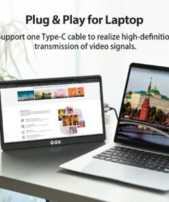 Portable Travel Monitor for Laptop QQH 15.6" 1080P FHD IPS Second Screen, USB C HDMI External Gaming Monitor Display for Computer Phone PC MAC PS4 Switch, Foldable Kickstand Z1-9 Black 24 71IUeh9sj4L