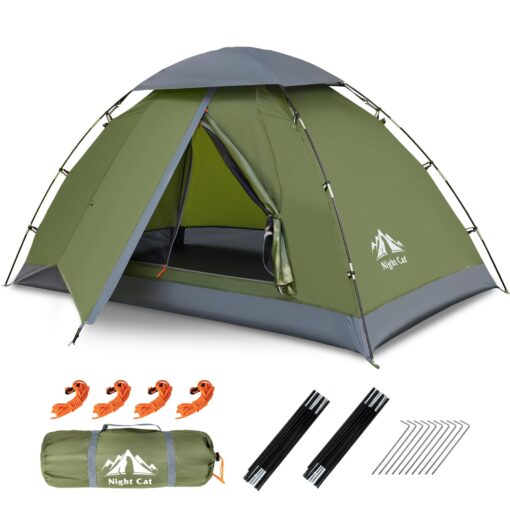 Night Cat Upgraded Backpacking Tents 1 2 Persons Easy Clip Setup Camping Tent Adults Scouts Heavy Rainproof Compact Lightweight Army Green 1 Person(7x3.8x3.8ft)