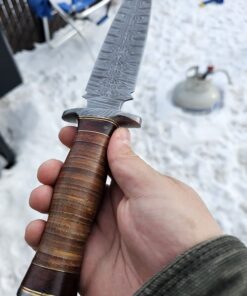 Poshland RAM-0592 Damascus Steel Dagger Knife – Full Size Leather Handle 42 71IVlatQB L