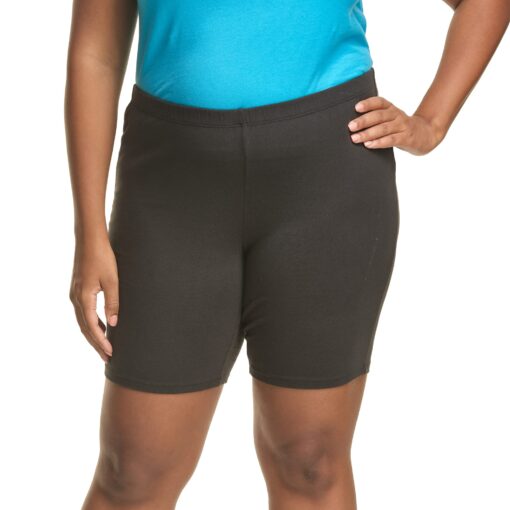 Just My Size Plus Size Women's Stretch Jersey Bike Shorts, Pull-On Bike Shorts, 9" 2X Black