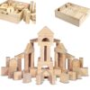 Standard Unit Building Blocks for Toddlers with Storage Tray (64 Pcs) Sanded Wood Blocks for Children, Original STEAM, and STEM Learning, Classic Wooden Toys for Kids Parties and Classrooms