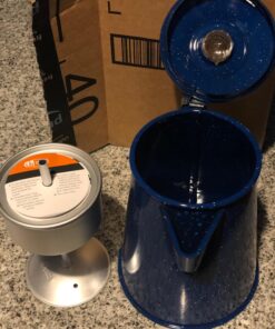 GSI Outdoors Percolator Coffee Pot | Enamelware Campfire Coffee Boiler Kettle for Outdoor Camping Cookware, Cabin, RV, Kitchen, Hunting & Backpacking Blue 8 cup 39 71IWS8iYvyL