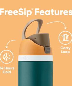 Owala FreeSip Insulated Stainless Steel Water Bottle with Straw for Sports and Travel, BPA-Free, 24-oz, Blue/Teal (Denim) Denim 24 oz 14 71IYm3MYYyL