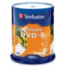 Verbatim DVD-R 4.7GB 16X White Inkjet Printable with Branded Hub, 100-Disc 100pk Spindle 45 71IYokA8PvL