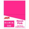 JAM PAPER Shipping Labels - Half Page - 5 1/2 x 8 1/2 - Neon Pink - 50/Pack 5 1/2" x 8 1/2" Labels (Half Sheet) 16 71Ia vvQRL