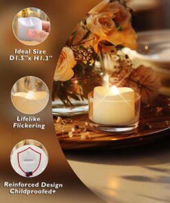 Homemory 12-Pack Flameless LED Tea Lights Candles Battery Operated, 200+Hour Fake Electric Candles TeaLights for Votive, Aniversary, Wedding Centerpiece Table Decor, Funeral, Halloween, Christmas Warm White Glow, White Base Pack of 12 25 71IaNZ1BuQL
