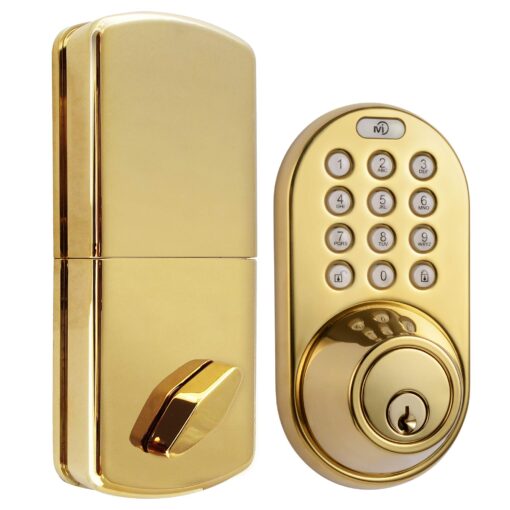 MiLocks TF-02P Digital Deadbolt Door Lock with Electronic Keypad for Exterior Doors, Polished Brass