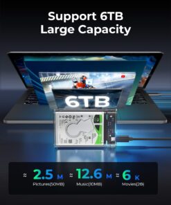 ORICO 2.5'' Hard Drive Enclosure Type-C USB 3.1 Gen2 to SATA 6Gbps Computer External HDD Enclosure for 7 9.5mm HDD SSD Support UASP Compatible WD Seagate Toshiba Samsung Hitachi PS5-2139C3-G2 USB3.1 Gen2 23 71IcgH9MMJL