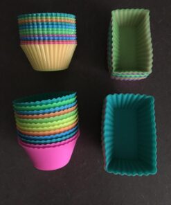 IPOW 24 Pack Silicone Cupcake Baking Cups Reusable Food-Grade BPA Free Non-Stick Muffin Liners Molds Sets, 2 Shapes Round Rectangle 41 71IdaIuKyQL