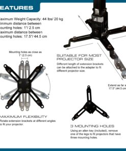 QualGear QG-PM-002-BLK Universal Projector Ceiling Mount, Black 20 71IeVChOqgL