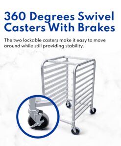 New Star Foodservice 36510 Commercial-Grade Aluminum 10-Tier Sheet Pan/Bun Pan Rack, 26" L x 20" W x 38" H with Brake Wheels 26 x 20 x 38 25 71Iecd7d5jL