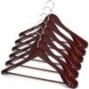 JS HANGER Wooden Suit Hangers, 6 Pack Extra-Wide Shoulder Wood Coat Hangers with Non Slip Pant Bar, Extra Smooth and Splinter Free Walnut Finish 9 71IfLo9aUPL