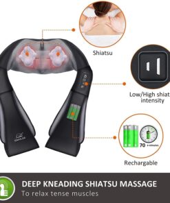 Snailax Cordless Massager - Shiatsu Neck and Shoulder Massager with Heat, Portable, Lumbar, Foot Electric Massage Pillow Black 22 71IfvgMNLuL