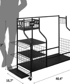 Yes4All Golf Bags Storage Garage Organizer, Golf Club Storage Stand and Lockable Wheels for Garage Indoor Basement, Extra Rack for Golf Clubs and Other Golfing Equipment Black 9 71IgAaKuZXL