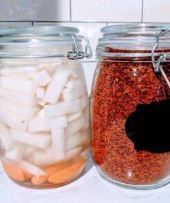 OAMCEG 4 Pack Wide Mouth Mason Jars - 34 OZ Airtight Glass Canning Jars with Leak Proof Rubber Gasket and Clip Top Lids, Perfect for Storing Coffee, Sugar, Flour or Sweets J-1L 33 71IgMEqckUL