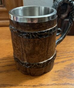 550ML Viking Beer Mug, Stainless, Whiskey Barrel Cup ,Viking wood style Beer mug ,Wooden Gift Antique Men's Barrel Capacity 17 71IgUSKP tL