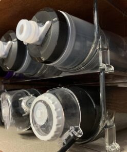 mDesign Plastic Free-Standing Stackable 3 Bottle Storage Holder Rack - Water, Wine, and Drink Organizer Shelf for Kitchen Countertop, Cabinet, Pantry, Fridge, Freezer, 4 Pack - Clear Pack of 4 40 71IieSiNjTL