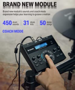 Donner DED-200 Electric Drum Sets with Quiet Mesh Drum Pads, 2 Cymbals w/Choke, 31 Kits and 450+ Sounds, Throne, Headphones, Sticks, USB MIDI, Melodics Lessons (5 Pads, 3 Cymbals) 18 71IiqiDkTL