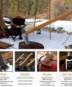 1844 Helko Werk Germany Classic Nordic Splitting Axe - Made in Germany for Splitting Wood and Splitting Rounds and Heavy Duty Firewood, Scandinavian Axe - Head 5.5 lbs, Handle 31 in. (Nordic) #13521 13 71IkZuI4InL