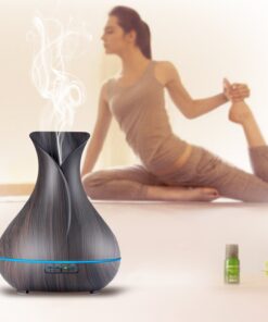 OliveTech Aroma Essential Oil Diffuser, 400ml Ultrasonic Cool Mist Humidifier with Waterless Auto Shut-Off and Cleaning Kit for Home, Yoga, Office, Spa, Bedroom, Baby Room - Wood Grain A-dark Wood 46 71IlJQC12oL