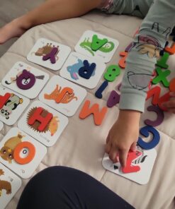 LIKEE Alphabet Number Flash Cards Wooden Letter Puzzle ABC Sight Words Match Games Counting Board Preschool Educational Montessori Toys for Toddlers Boys Girls 3+ Years (36 Cards& 37 Block) 30 71IlKIvpZQL