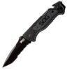 SOG Escape Tactical Folding Knife- 3.4 Inch Serrated Edge Blade Emergency Pocket Knife with Glass Breaker, Wire Stripper and Line Cutter Blades-Black (FF25-CP) Escape - Hardcased Black 54 71IlLFHjoKL