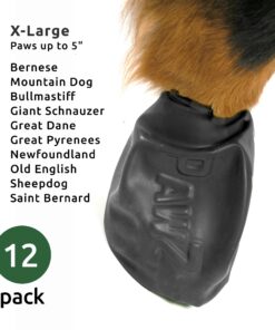 PawZ Rubber Dog Boots for Paws 4" and Up, 12 Pack - All-Weather Dog Booties for Hot Pavement, Snow, Mud, and Rain - Waterproof, Anti Slip Dog Socks - X-Large, Black 12 71Im tNr2PL