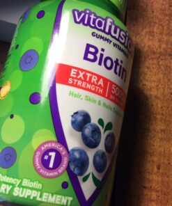 vitafusion Extra Strength Biotin Gummy Vitamins, Berry Flavored, 5,000 mcg Biotin Vitamins, America’s Number 1 Gummy Vitamin Brand, 50 Day Supply, 100 Count (Packaging may vary) 59 71Inm0NKKCL