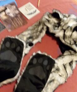 White Wolf Hood Faux Fur Hat with scarfs mittens & paws 3 in 1 by Hatbutik 28 71Ip3nZ99bL 1