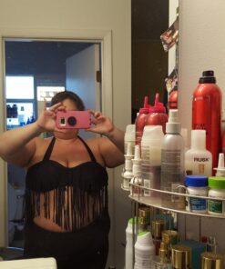 Uniarmoire Womens Plus Size High Waist Fringe Swimwear Two Piece Swimsuit 3X-Large Black 34 71Ipbyal1HL