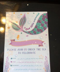 WERNNSAI Mermaid Party Invitations - 20 Set Magical Glitter Fill in Mermaid Invitations with Envelopes for Kids Girls Birthday Baby Shower Wedding Pool Mermaid Themed Party Supplies Mermaid-A 50 71IqBxt L