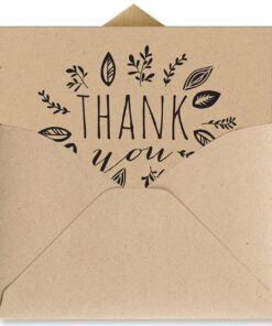 Kraft Leaves Thank You Note Card Pack/Set Of 36 Leaf Wreath Greeting Cards With Blank Inside And Kraft Envelopes Kraft Leaves 10 71ItEp8O2hL