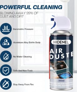 HIDENEL Compressed Air Duster Cleaning - Disposable Canned air Duster Cleaner Caned Air Duster - for Computers Electronics Keyboard Cleaning - 3 Cans 8 71Iu505wA5L