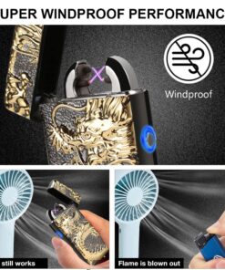 Kivors Electronic Lighter Plasma Arc USB Rechargeable Windproof Flameless Metal Dragon Lighter for Camping Hiking Business Dragon-black 22 71IuOBo5u3L