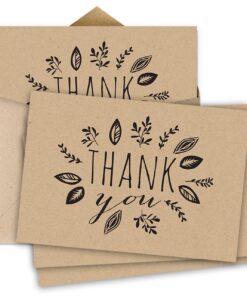 Kraft Leaves Thank You Note Card Pack/Set Of 36 Leaf Wreath Greeting Cards With Blank Inside And Kraft Envelopes Kraft Leaves 12 71IuwGJONYL