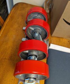 6 Inch - 6" X 2" Industrial Casters - 2 Fixed and 2 Swivel Caster Wheels with Brakes - Cast Iron Plate Casters Set of 4 Heavy Duty - 3500 lb Capacity - Foghorn Construction 2 Brake and 2 Fixed Set 29 71IuyPyaraL