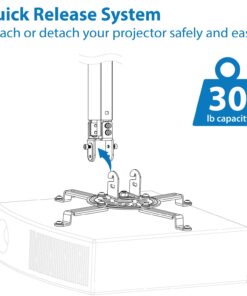 Mount-It! Ceiling Projector Mount | Full Motion and Height Adjustable from 14.5-21.5 Inches | Universal Bracket Fits Epson, Optoma, Benq, and Viewsonic Projectors | 30 Lbs Capacity (Medium) Medium 18 71Ivn50CtFL