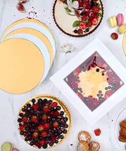 HeroFiber Cake Boxes 12 inch, & Cake Boards. Set of 10, Bakery Box With Plastic Window, For Your Bundt Cake, Cheesecake, Cookies, Pastry, Donuts, Cupcakes, Pies & More. Cajas Para Pasteles White 12 Inch 17 71Ivx9DG4lL