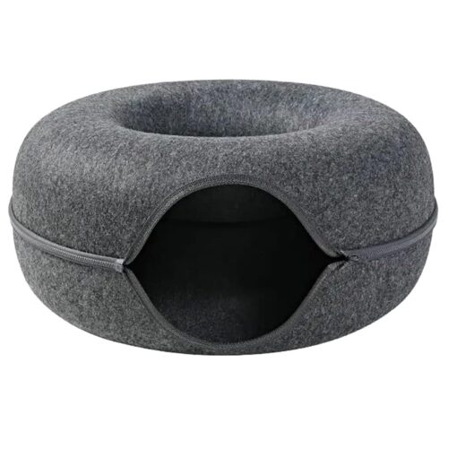 Large Cozy Cat Tunnel Bed with Sturdy Zipper Design, Scratch-Resistant and Hand Washable Interior, Ideal cat Tunnels for Indoor Cats up to 25lbs, Dark Grey (24x24x11inches)