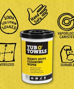 Tub O Towels TW90 Heavy-Duty 10" x 12" Size Multi-Surface Cleaning Wipes, 90 Count Per Canister 1-Pack of TW90 (10" x 12" wipes) 26 71Iwk7ZoiFL